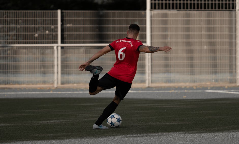 Soccer player performing a kick representing high performance assets